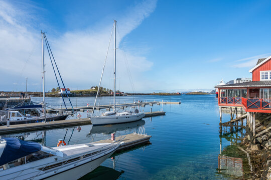View to a small harbor in Br?nn?ysund, Norway