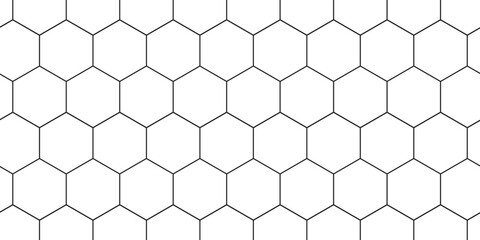Fishing or soccer net. Repeated hexagon pattern. Black wired mesh texture isolated on white background. Metallic or fabric fence, cage or lattice structure. Vector graphic Illustration. © Aripin Conk
