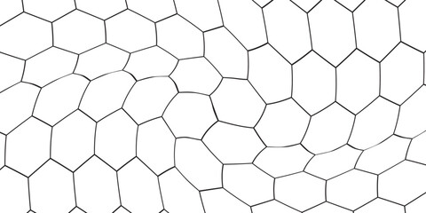 Fishing or soccer net. Repeated hexagon pattern. Black wired mesh texture isolated on white background. Metallic or fabric fence, cage or lattice structure. Vector graphic Illustration. © Aripin Conk