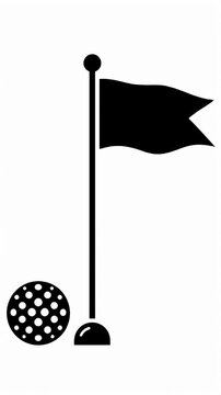 Minimalist golf ball and flag icon