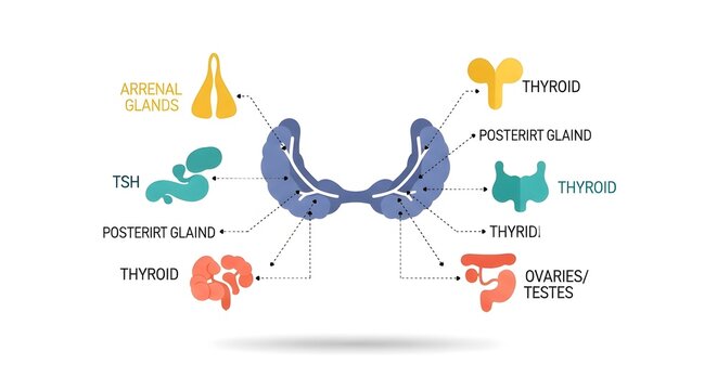 Illustration of the human thyroid gland and its hormonal functions.