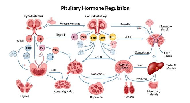 Illustration of the Human Pituitary Hormone Regulation System.