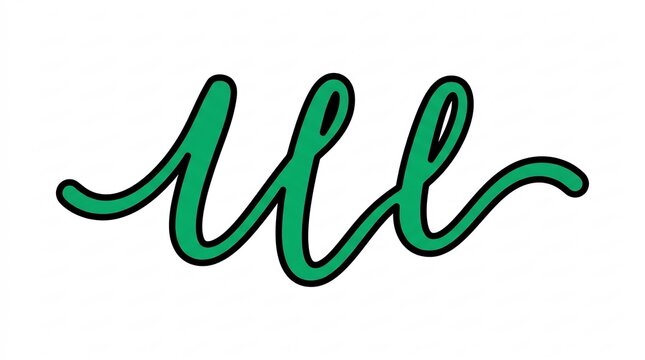 Handwritten signature style green line icon