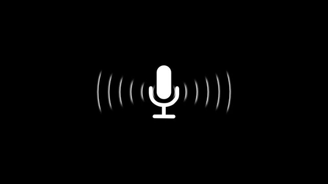 Abstract animated voice recording and podcast mic or microphone icon footage. Audio microphone icon concept.