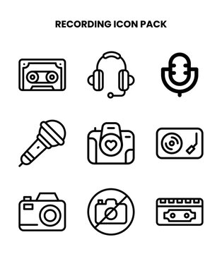 Recording Line Vector Icons Pack