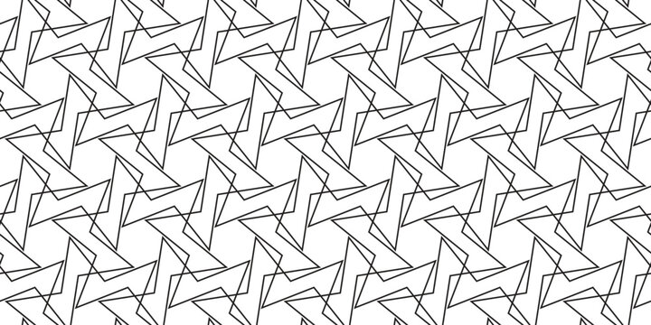 Minimalist geometric seamless pattern, black and white linear abstract background, modern architectural tessellation vector for textile and wallpaper