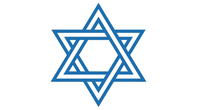 Clean graphic illustration of the blue Star of David symbol