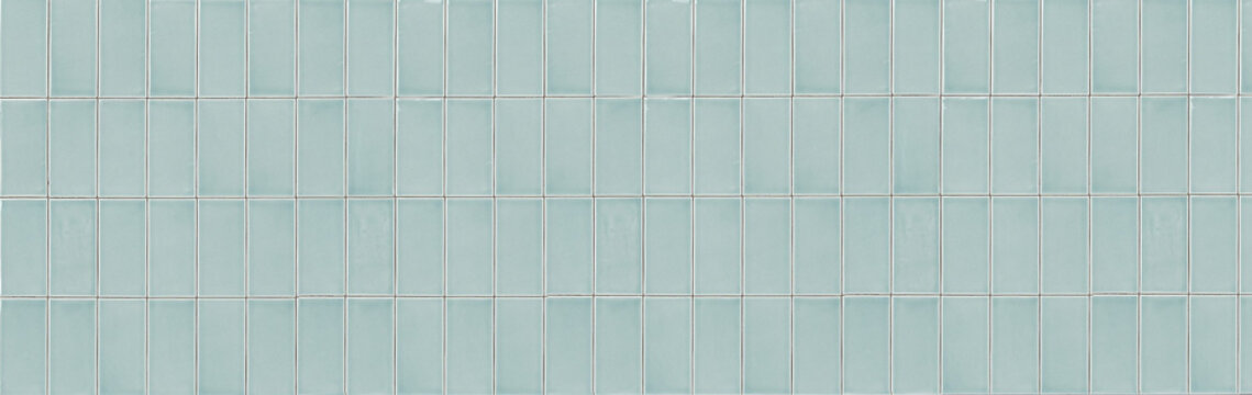 Mint green glossy ceramic finger tiles texture arranged in a vertical stacked pattern