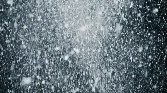 Dynamic Snowfall in Night Sky with Falling Snowflakes.
