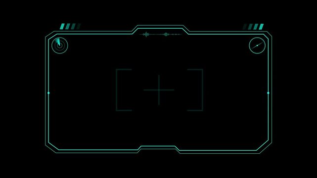 Animated Universal Technology Line and frame Video overlay Futuristic HUD Head up display interface with mini radar and compass. 4k regulation. 