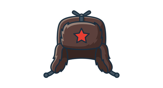Brown winter ushanka hat with red star decoration.