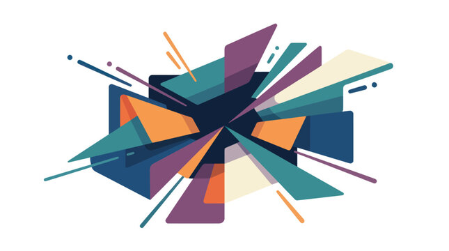 Abstract explosion of colorful sharp geometric shards and triangles.