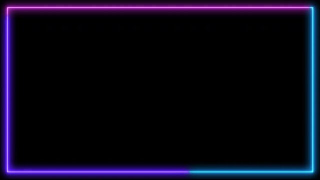 反時計回りに光が走るネオンカラーのフレームループ動画素材｜Neon color gradient border frame with counterclockwise light loop 4k