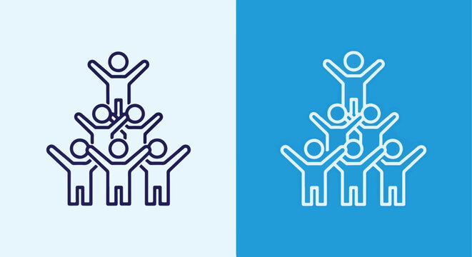 Team pyramid structure vector icon set: Clipart, sticker - icon set - Line and glyph solid icon and logo template 
