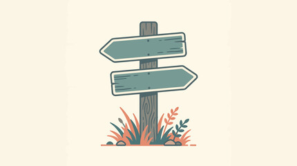 Wooden directional signpost with two blank arrows. © Makdum