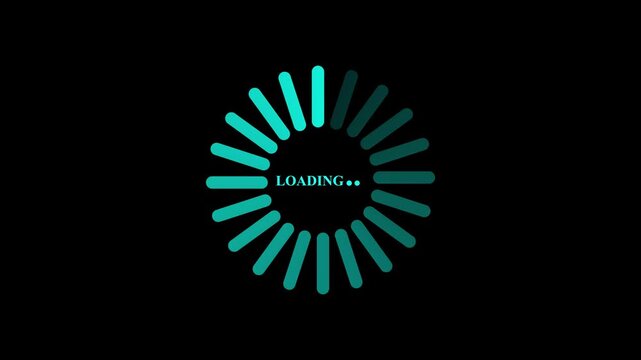 Loading wheel features an array of teal bars arranged in a radial pattern to indicate ongoing activity within a graphical user interface during the execution of a background task for the system.