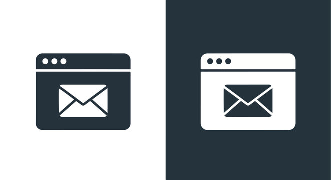 Email message browser window vector icon: Glyph and solid icon set - Icon vector - Editable line icons. Vector illustration