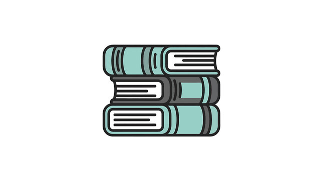 Stacked books icon in flat design style.