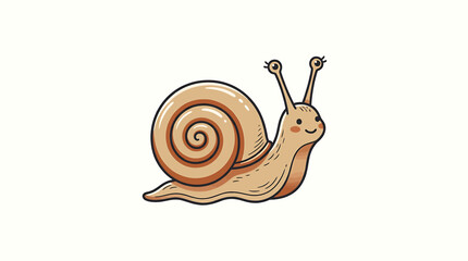 Cute cartoon snail with antennae and spiral shell. © Egar