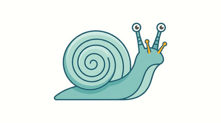 Teal cartoon snail with antennae moving. © Juliya