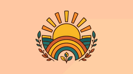 Obraz premium Vibrant Sun Rainbow Nature Symbol.