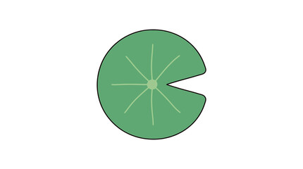 Green lily pad with a missing slice illustration. © Warsi