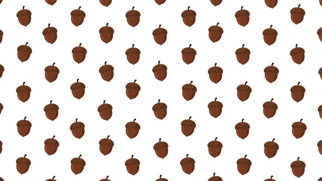 Seamless Autumn Acorn Pattern with Cute Brown Oak Nuts Background Design