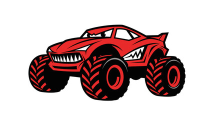 Exciting Action with a Red Monster Truck Icon in a Graphic Design Format © ZRO