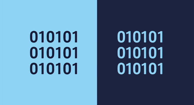 Binary code data stream vector icon set: Clipart, sticker - icon set - Line and glyph solid icon and logo template 