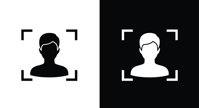 User avatar profile inside focus brackets: Solid vector icons - Clipart, sticker - icon set - Editable modern style icon