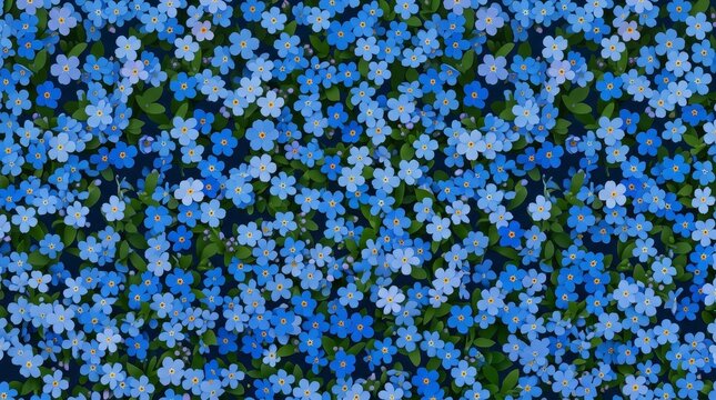 Beautiful Blue Forget-Me-Not Flowers Seamless Floral Background Pattern