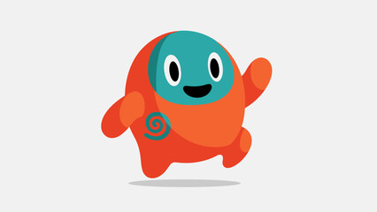 Fototapeta premium Playful Mascot Running in a Whimsical Environment, Illustration of Fun Character Design