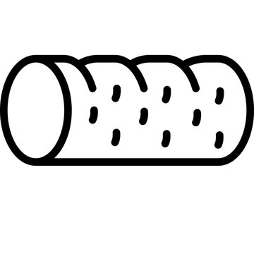 Simple line icon of a foam roller for muscle massage and myofascial release, isolated on a white background. Perfect for fitness apps, gym branding, physiotherapy websites, and sports recovery design 