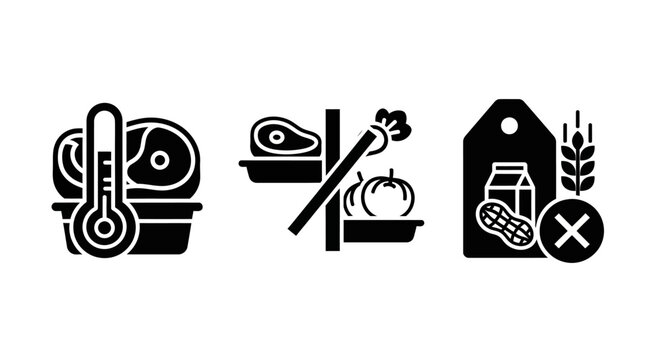 Food Allergy and Safety Icons: Temperature, Ingredients, and Allergens
