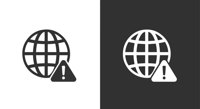 Global network connection error vector set: Glyph and solid icon set - Icon vector - Editable line icons. Vector illustration