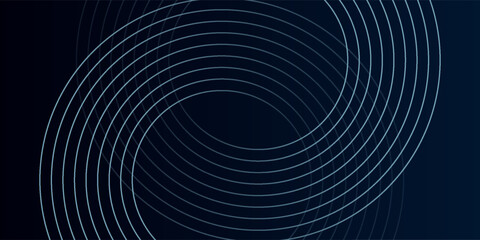 Obraz premium Blue abstract background with glowing circles. Swirl circular lines pattern. Geometric spiral. Twirl element. Modern graphic design. Futuristic technology concept.