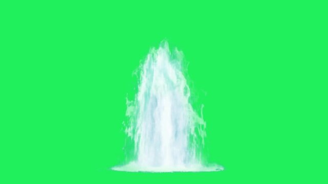 Realistic white water falling on green background.