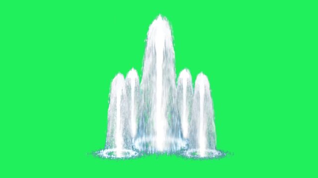 Realistic white water falling on green background.