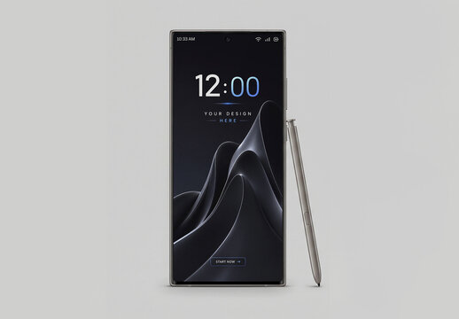 Smartphone Screen Mockup with Stylus Pen