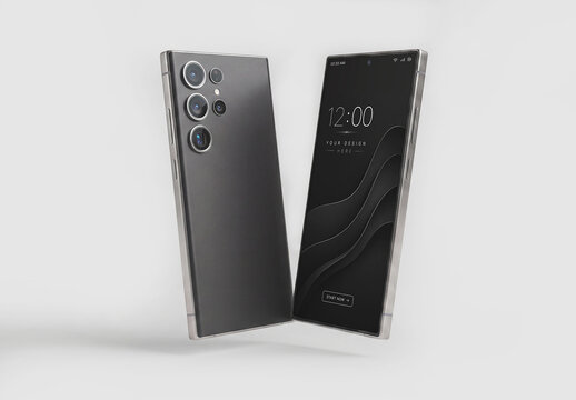 Floating Smartphone Mockup Front and Back View