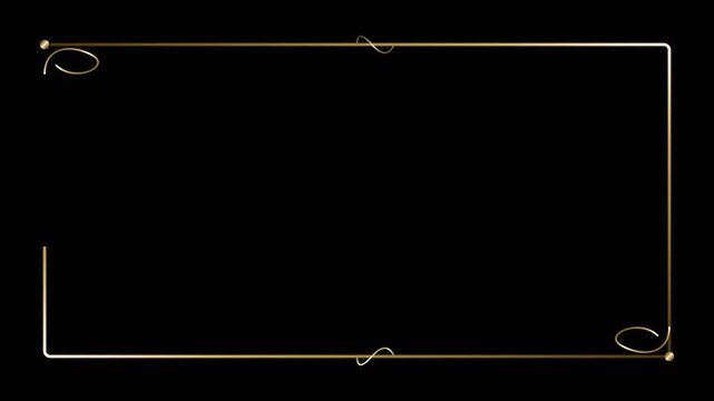 Golden decorative frame drawing on black background