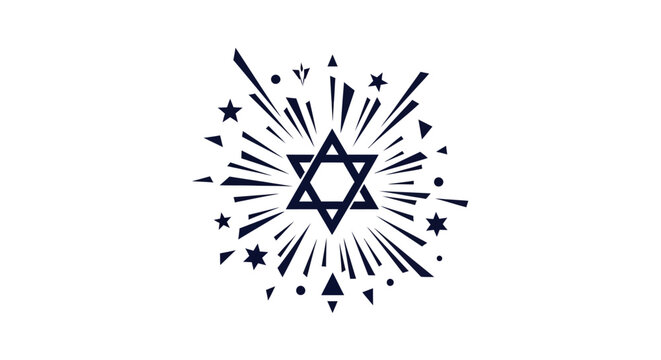Star of David symbol with radiating starburst lines.