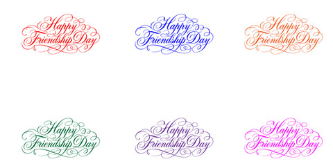 Colorful 'happy friendship day' calligraphy designs for social media and greeting cards © TOWN