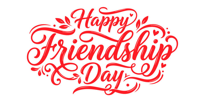 Happy friendship day elegant red calligraphy design for celebrating true friends