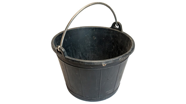 Old vintage cast iron bucket pail isolated on transparent background for garden utility