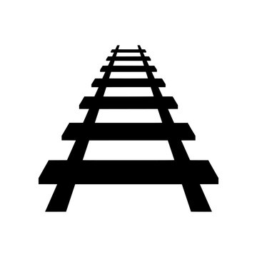 Railway Track icon featuring parallel railroad rails and sleepers. Perfect for transportation projects, railway infrastructure, train systems, logistics, travel maps, engineering illustrations, and tr