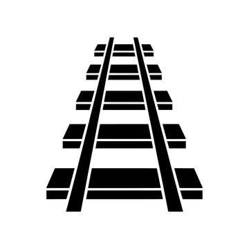 Railway Track icon featuring parallel railroad rails and sleepers. Perfect for transportation projects, railway infrastructure, train systems, logistics, travel maps, engineering illustrations, and tr