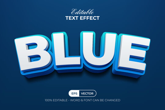 3D Editable Text Effect Blue Curved Style.