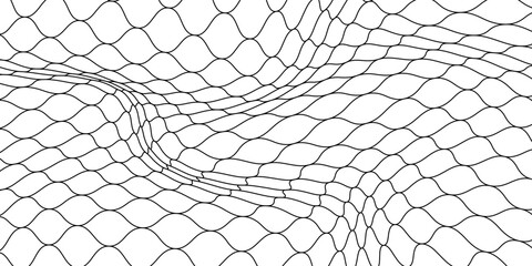 Fishing or netball. Repeating hexagon pattern. Black wired mesh texture isolated on a white background. Metallic or fabric fence, cage or lattice structure. Vector graphic illustration. © Haikal