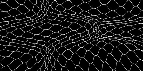 Fishing or netball. Repeating hexagon pattern. Black wired mesh texture isolated on a white background. Metallic or fabric fence, cage or lattice structure. Vector graphic illustration. © Haikal